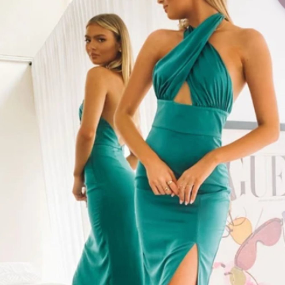 Green Cross Over Maxi Dress
